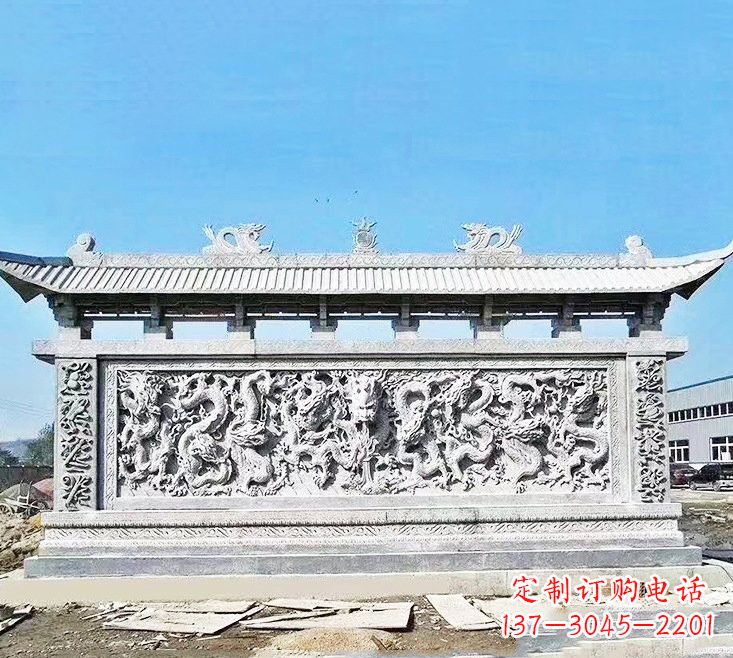 沧州精美大理石九龙壁雕塑