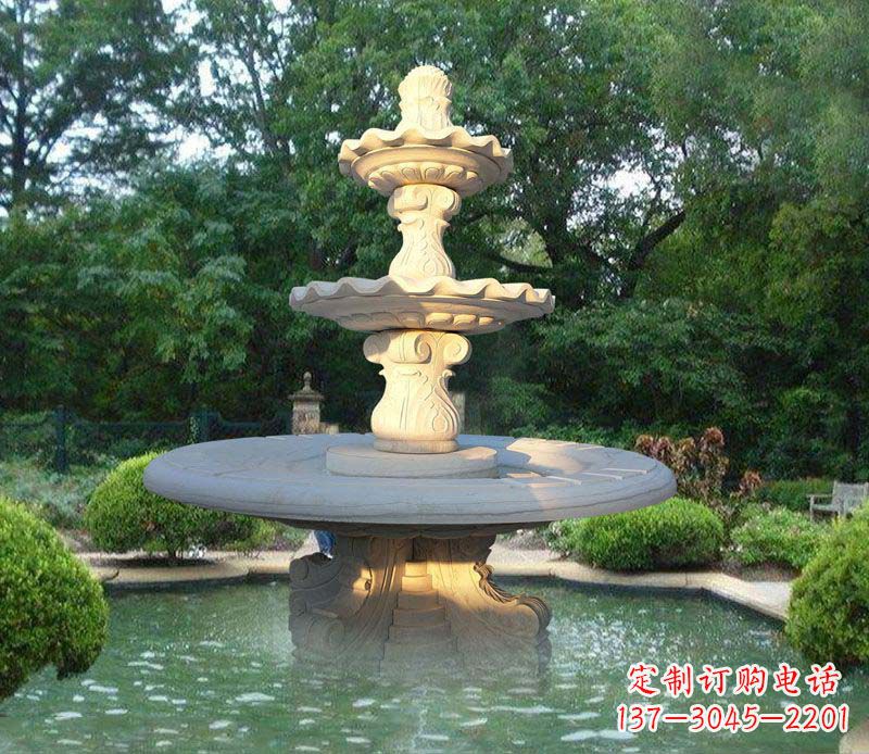 沧州大理石三层喷泉雕塑