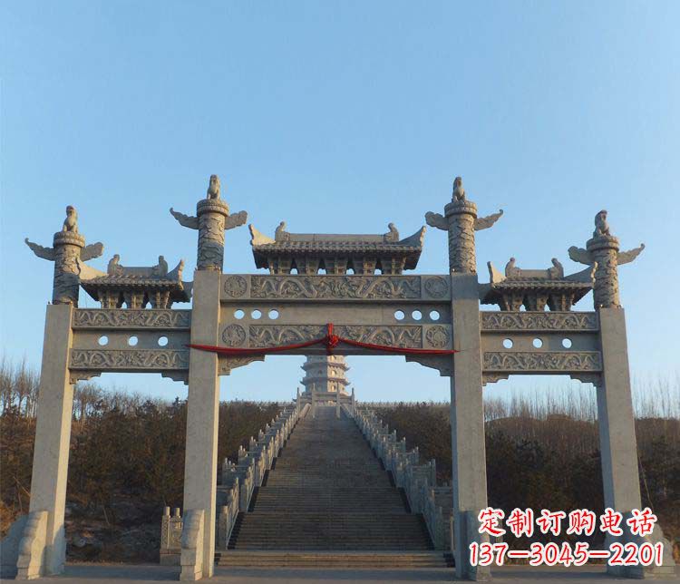 沧州精美大理石三门牌坊雕塑