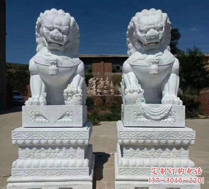 沧州大理石狮子石雕,雕塑定制精美狮子