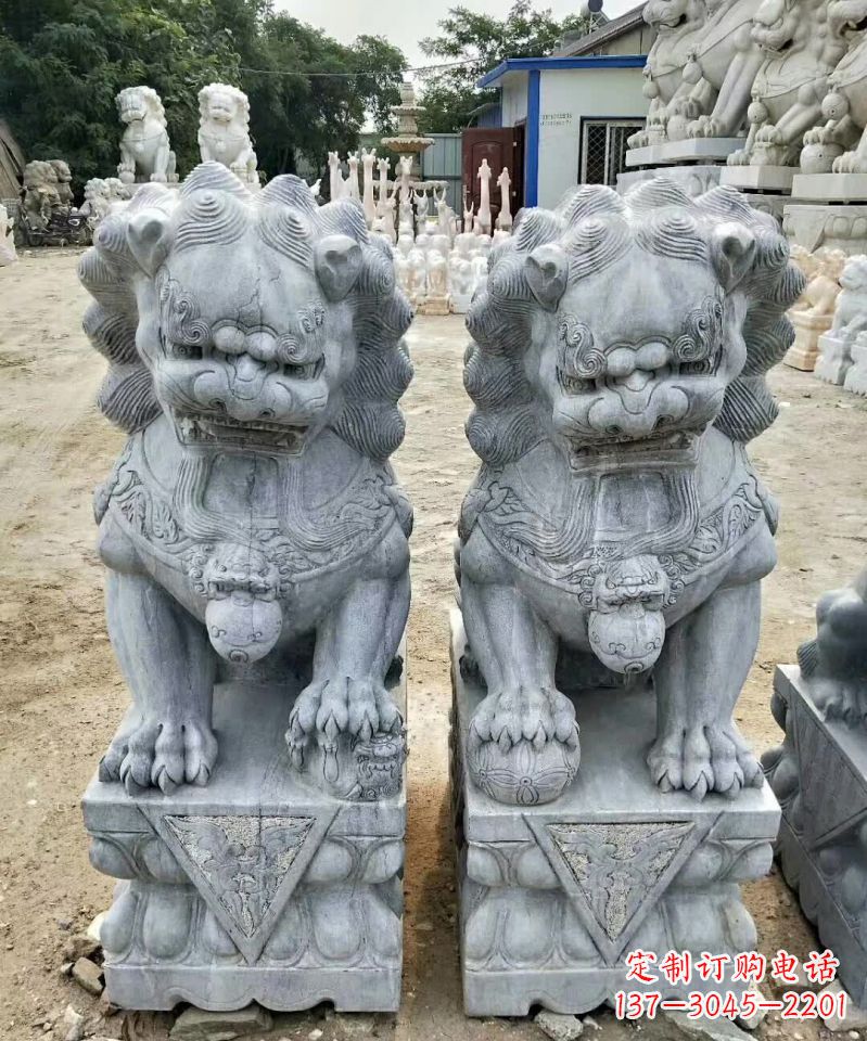 沧州传统工艺精雕大理石狮子石雕塑