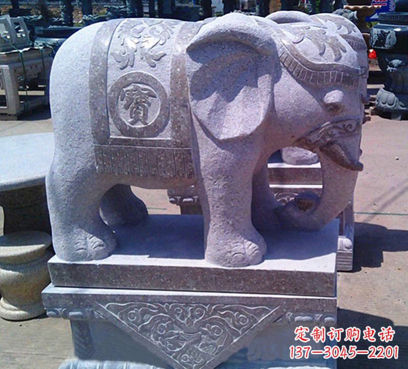 沧州大理石石雕招财进宝大象,传递招财进宝的吉祥祝福