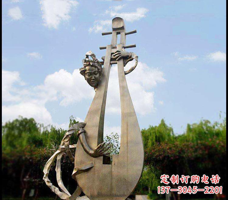 沧州精美铜雕琵琶雕塑