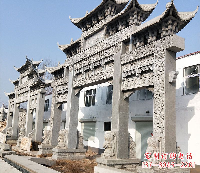 沧州五门仿古牌坊石雕