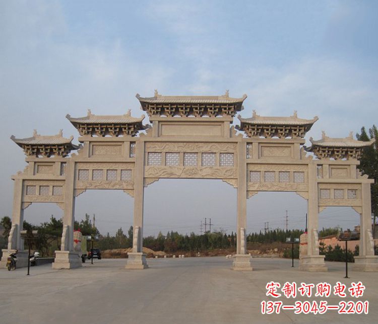 沧州大型五门牌坊石雕精美雕塑