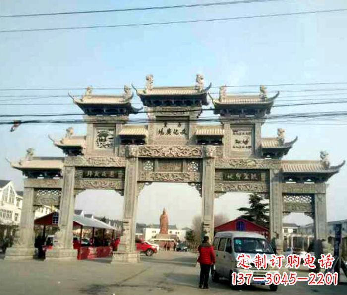 沧州大型五门石雕牌坊 (3)