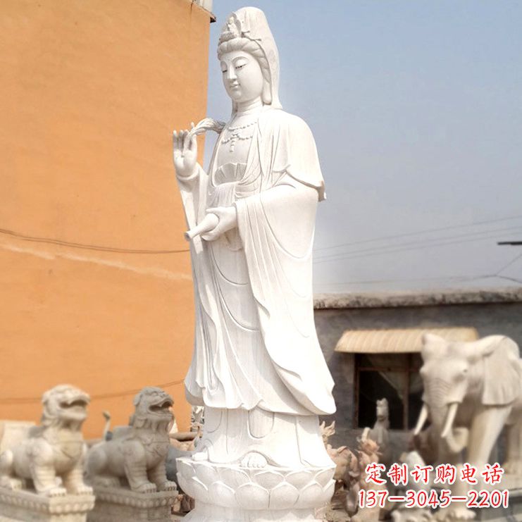 沧州滴水观音汉白玉石雕佛像