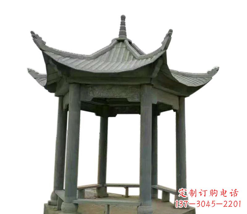 沧州仿古六角凉亭石雕 (2)