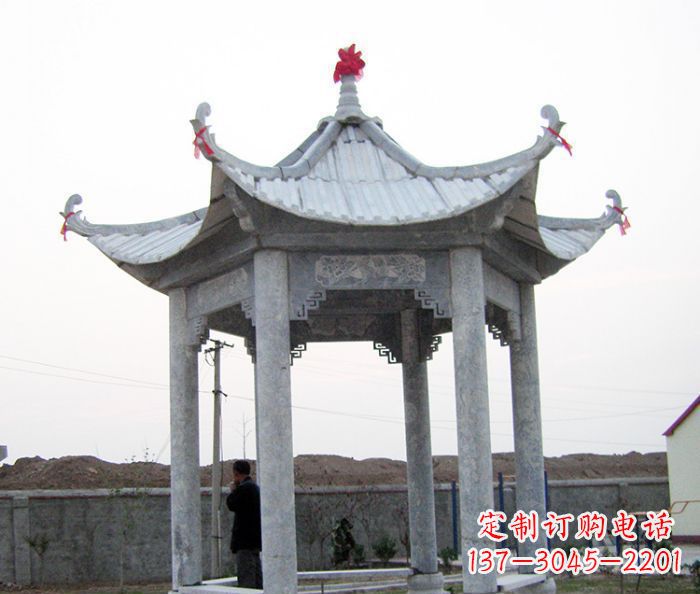沧州仿古六角石凉亭雕塑