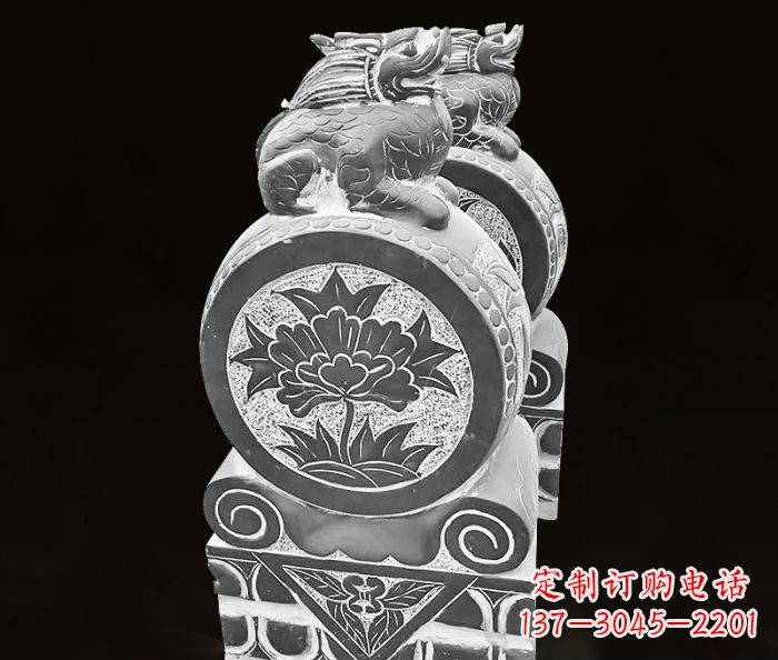沧州传统麒麟雕塑石门墩