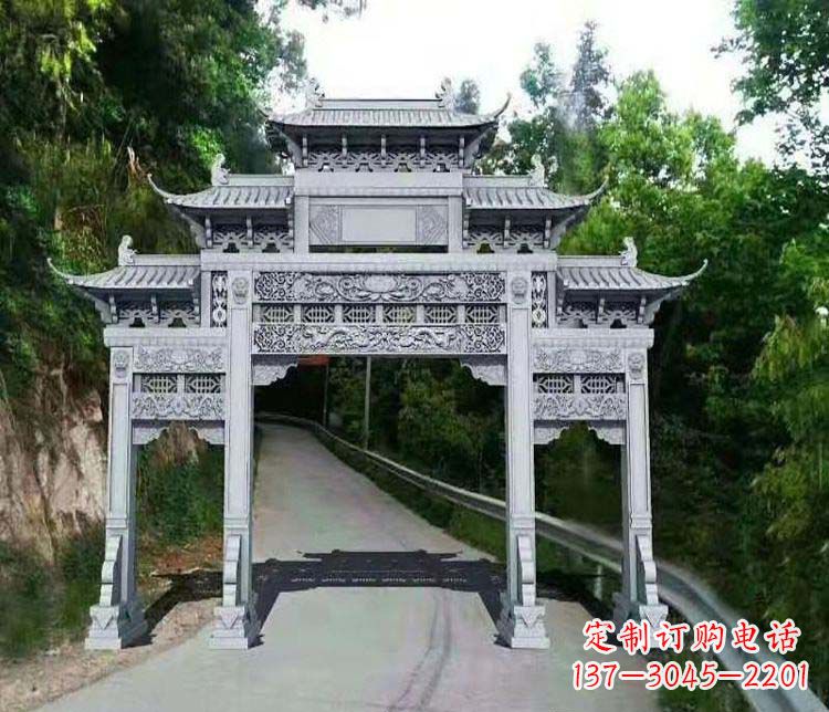 沧州仿古三门牌坊石雕