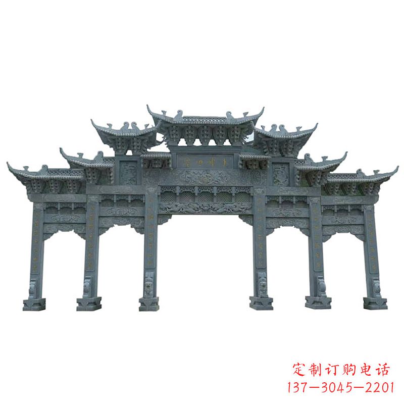 沧州仿古石雕牌楼五门石牌坊