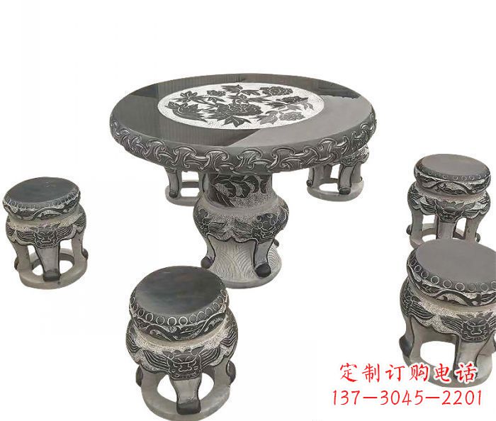 沧州仿古圆形石桌凳