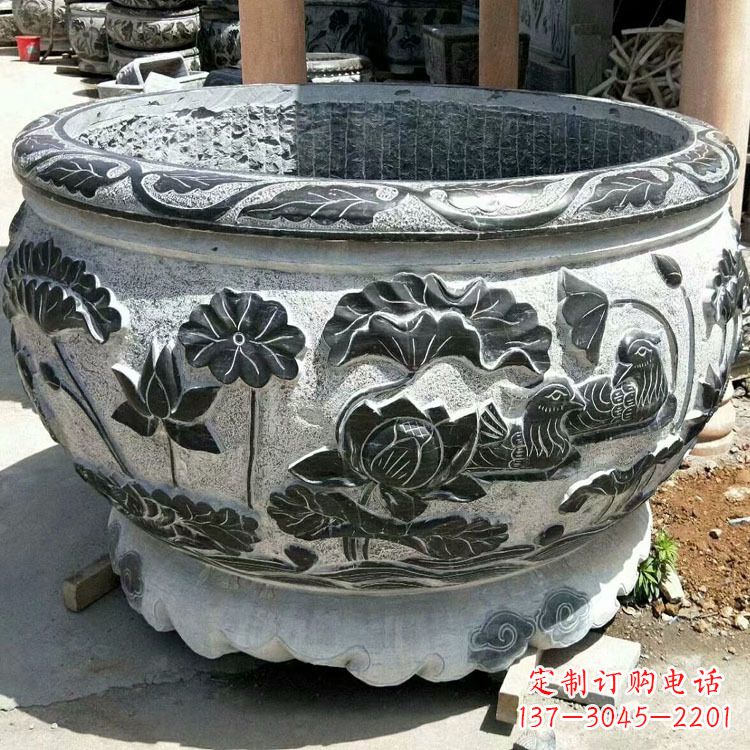 沧州仿古圆形鱼缸石雕