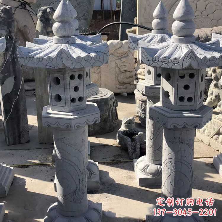 沧州中式仿古青石灯笼雕塑