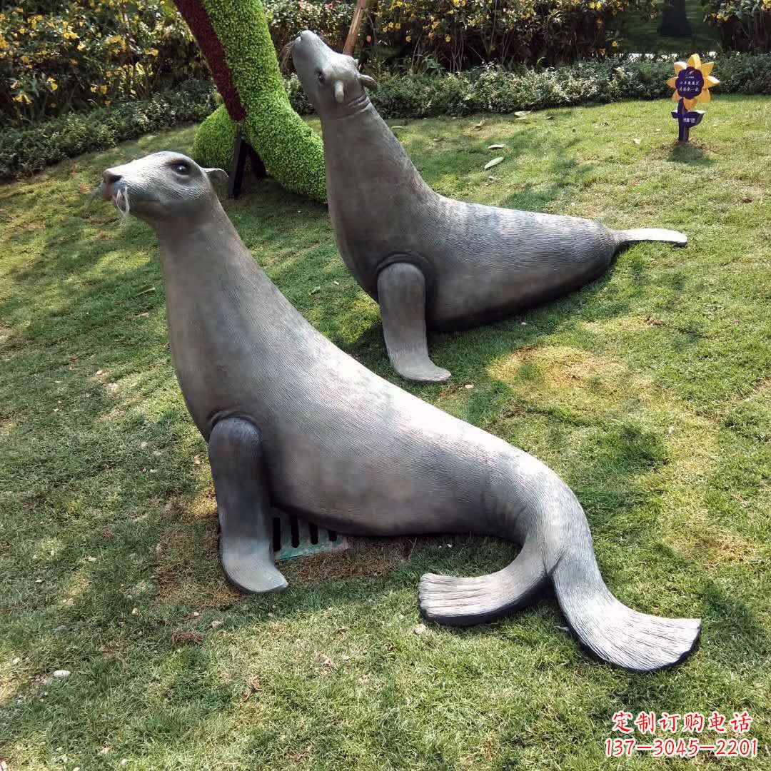 沧州精美玻璃钢海豹雕塑