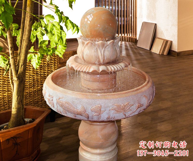 沧州浑然天成的风水球石雕