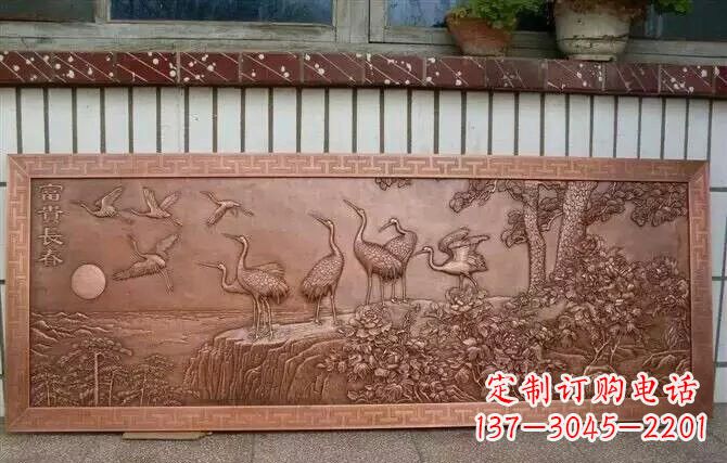 沧州富贵仙鹤浮雕锻铜雕塑