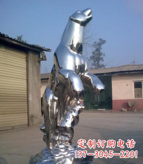 沧州公园不锈钢抽象北极熊动物雕塑
