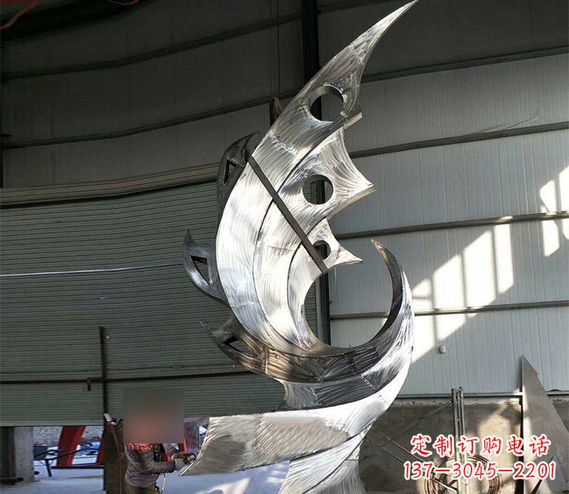 沧州公园不锈钢抽象凤凰景观雕塑 (3)