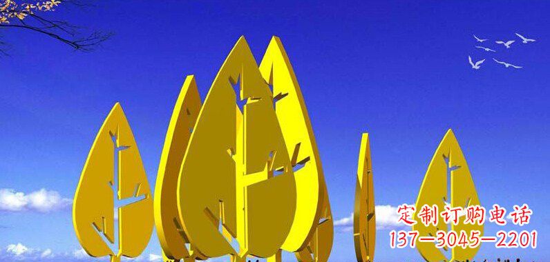 沧州抽象不锈钢树叶雕塑
