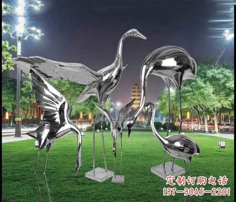 沧州大型不锈钢仙鹤雕塑