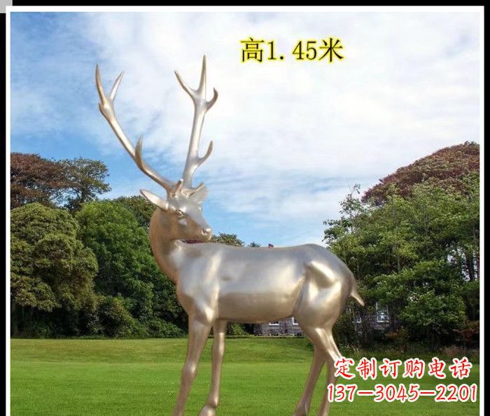 沧州高端室外不锈钢巨型动物鹿雕塑