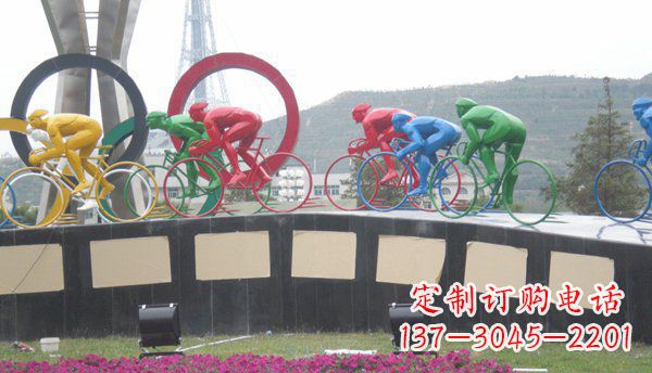 沧州品味传统,扬帆未来——不锈钢骑自行车雕塑