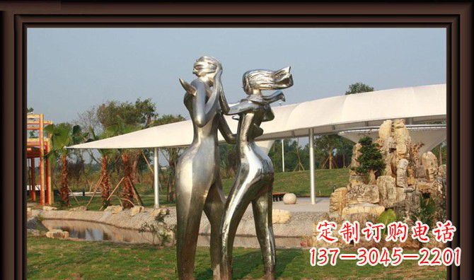 沧州一对动感传情的不锈钢跳舞情侣雕塑