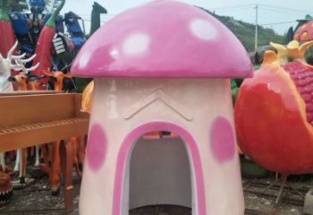 沧州精致彩绘蘑菇屋雕塑