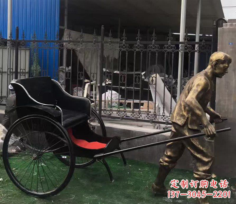 沧州欣赏精美的手工雕刻车夫青铜雕塑