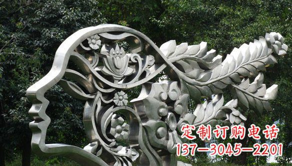 沧州高雅美貌不锈钢美女头象雕塑