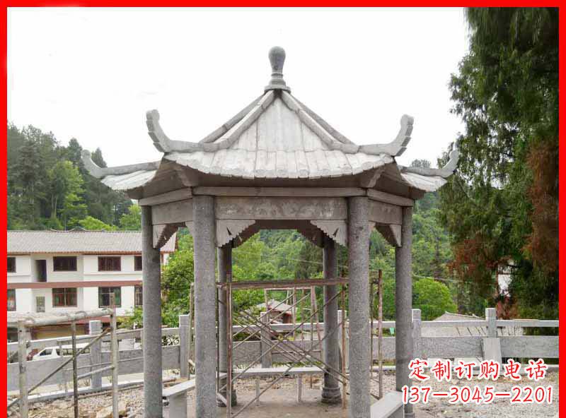 沧州精美大理石六角石凉亭雕塑