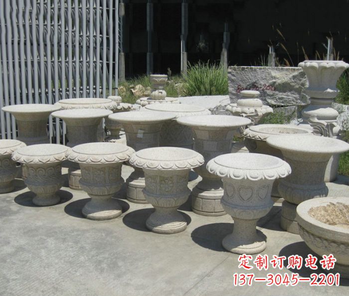 沧州大理石花盆石雕艺术品