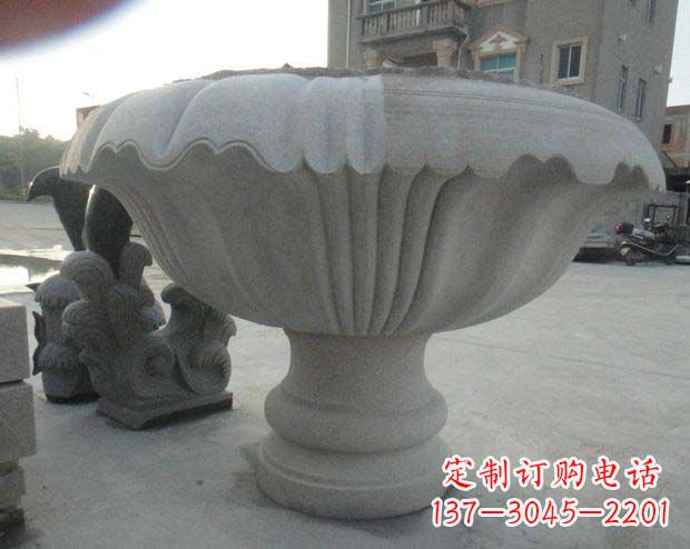 沧州公园景观大理石花盆石雕 (3)