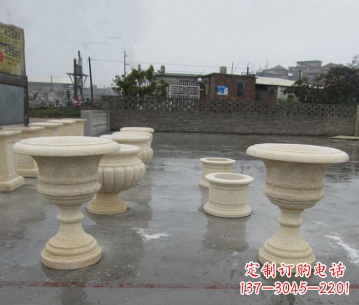沧州完美绽放——大理石花盆石雕