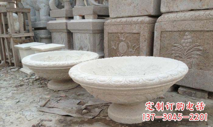 沧州细腻雅致的大理石花盆石雕