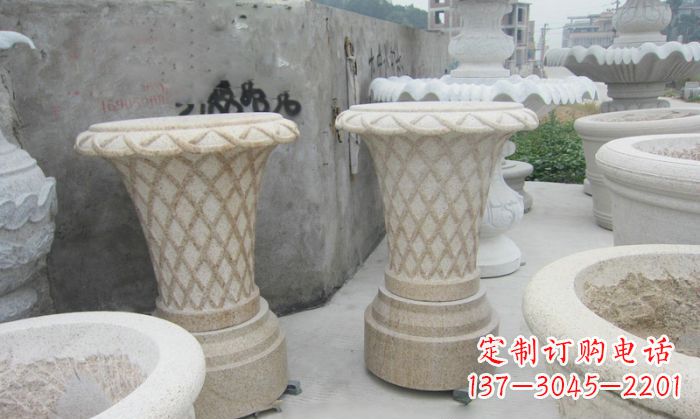 沧州公园景观花篮式花盆石雕