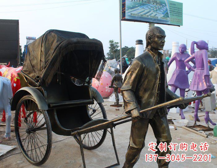 沧州精致可爱的黄包车铜雕