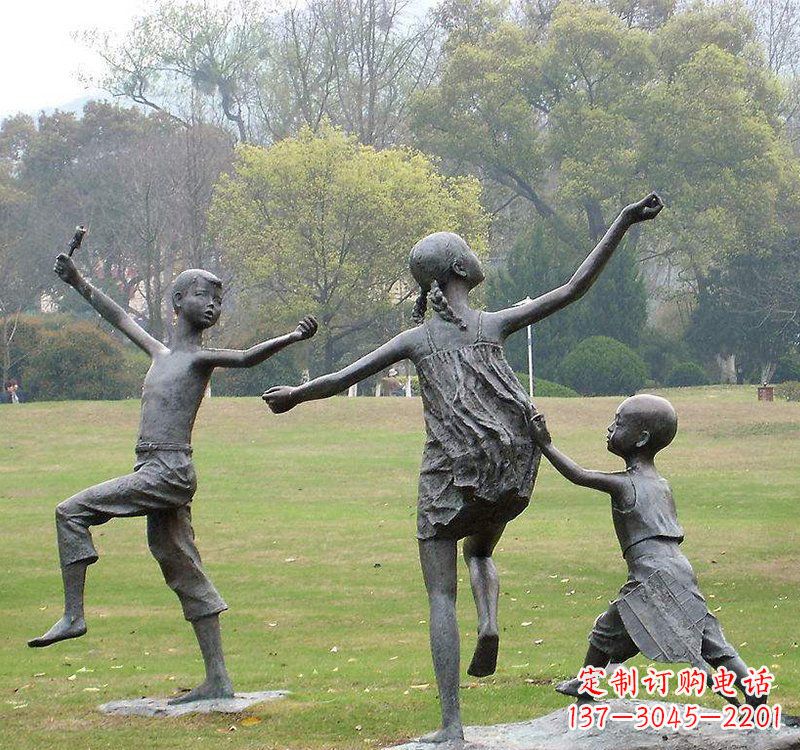 沧州公园人物放风筝的儿童铜雕