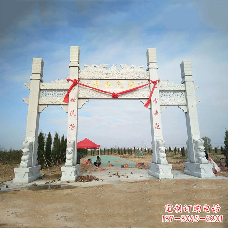 沧州中领雕塑专业定制公园三间四柱牌坊雕塑