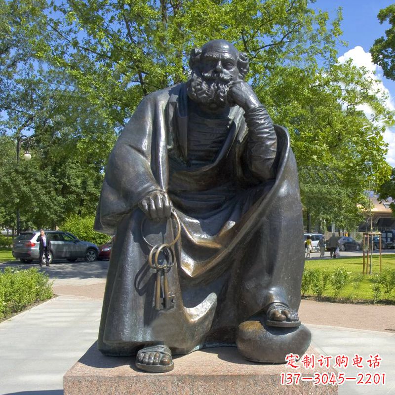 沧州公园世界名人俄国批判现实主义作家托尔斯泰 铜雕塑像