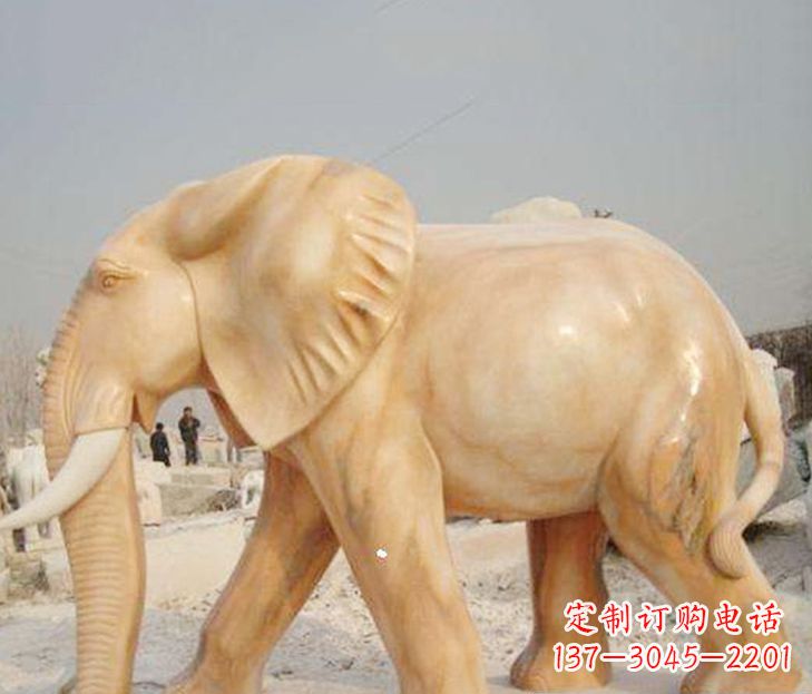 沧州公园晚霞红大象动物石雕 (2)