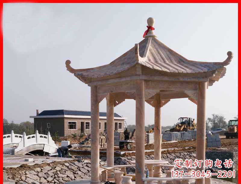沧州红六角石凉亭雕塑