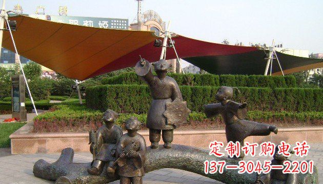 沧州装饰性的小孩放风筝铜雕
