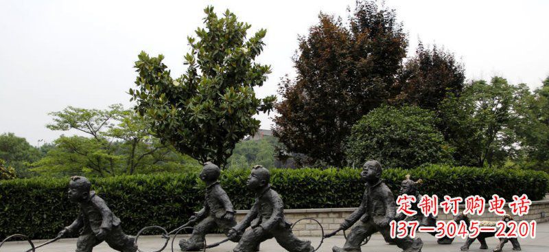 沧州精美推铁圈小品铜雕,让小孩更加可爱