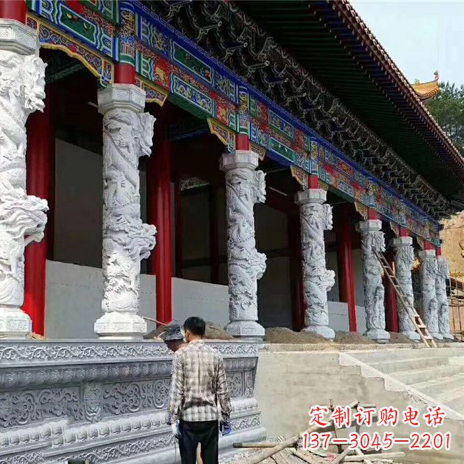 沧州精美手工制作的精美古建汉白玉龙柱雕塑