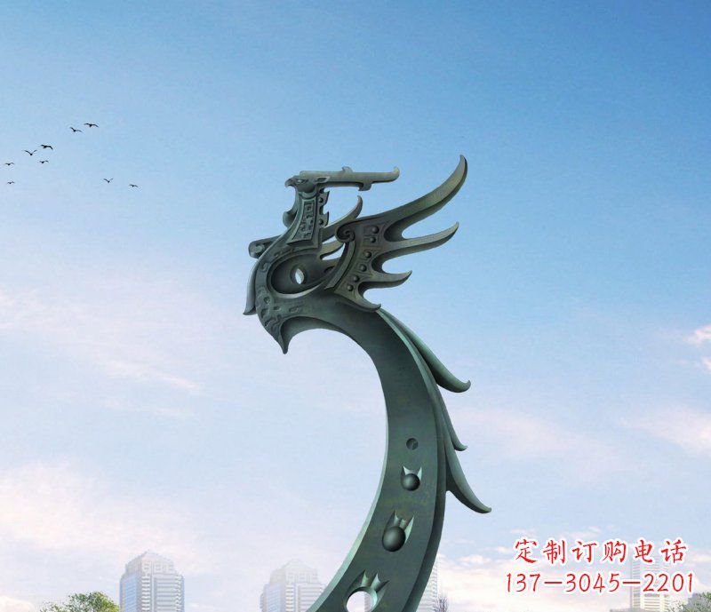 沧州中领雕塑|抽象凤凰不锈钢雕塑