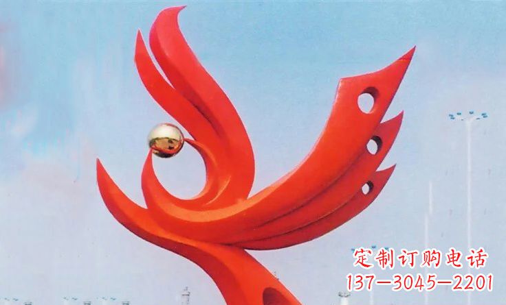 沧州新中领雕塑-不锈钢抽象凤凰雕塑