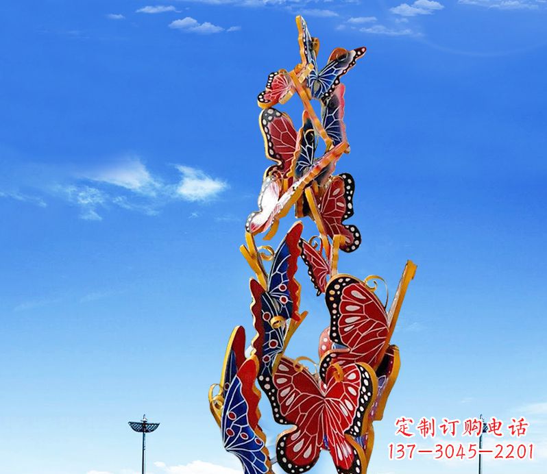 沧州广场不锈钢大型彩绘蝴蝶雕塑